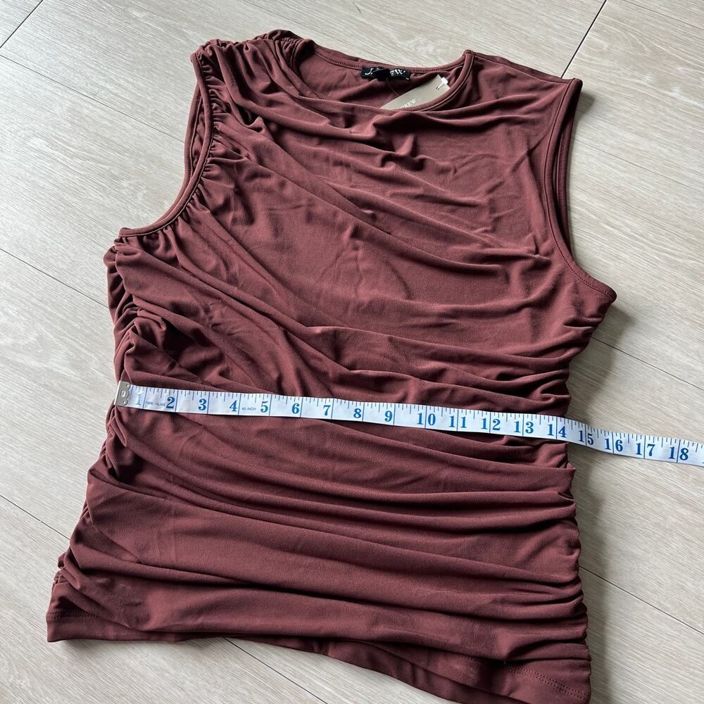 J Crew Ruched Shell Top In Matte Jersey Large Brown - Picture 7 of 13